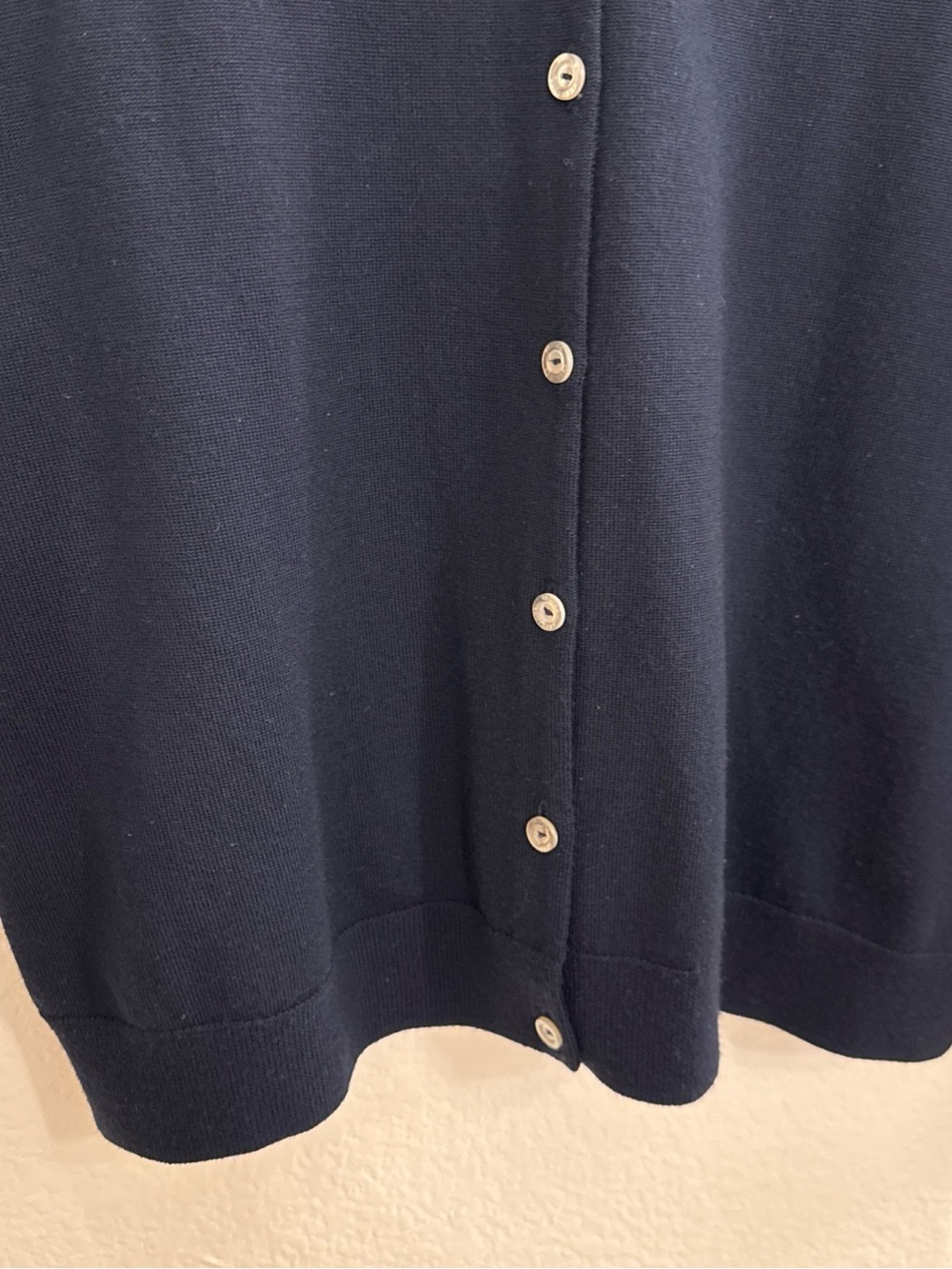 Brooks Brothers Cardigan Sweater Womens Large Navy Blue Saxxon Wool Crew Neck - Picture 6 of 13